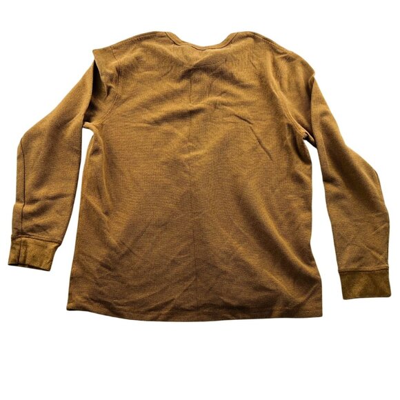 George Mens Henley Shirt Size XL Long Sleeve Waffle Knit Pullover Casual Brown - Picture 2 of 9